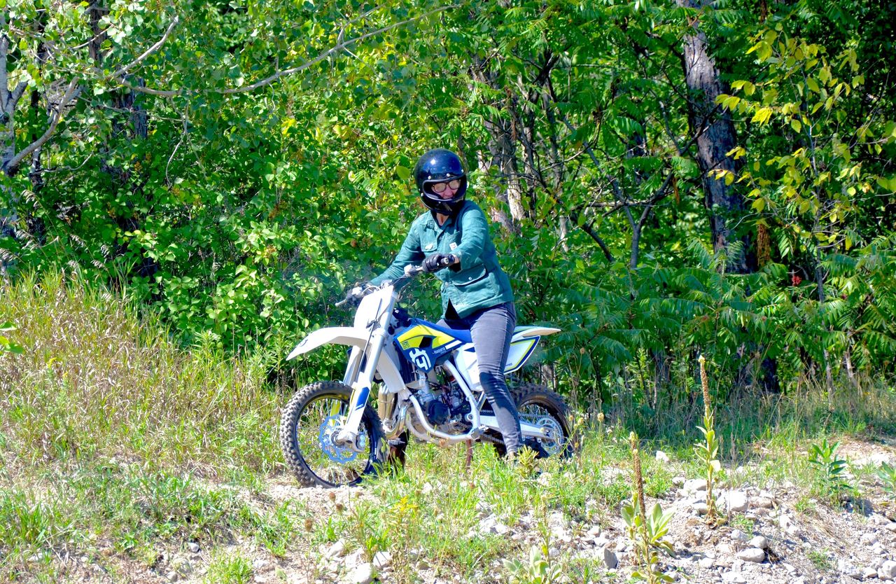 Women's Ride Out: Emily Harris tries out a Husqvarna TC 85.