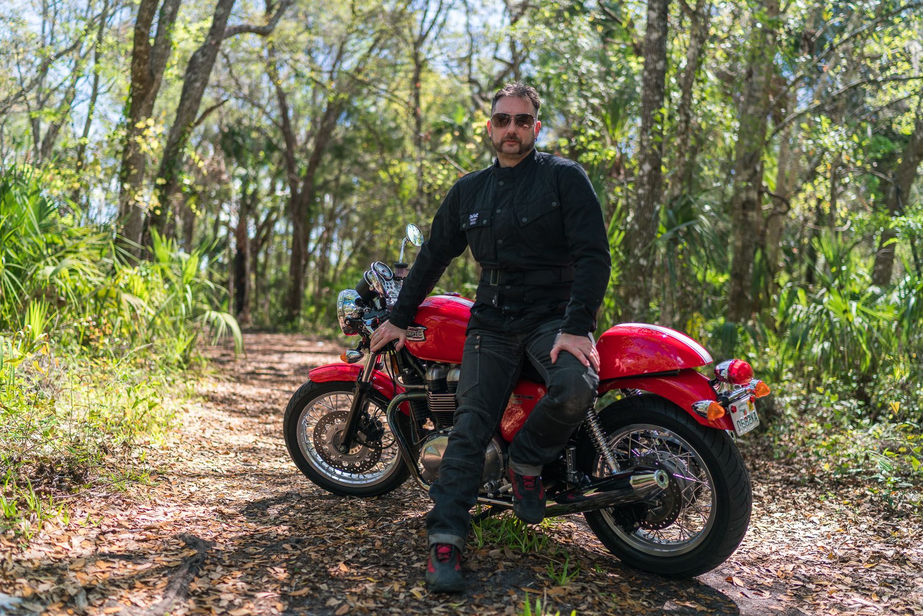 Triumphs, Thruxton and Barbour together in Florida
