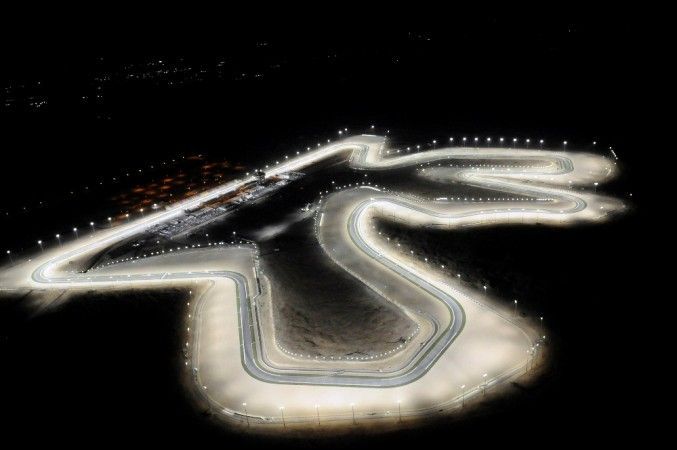 The Losail International Circuit lit up at night