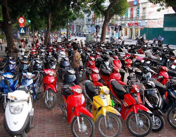 Hanoi, Guarded Motorcycle Parking 