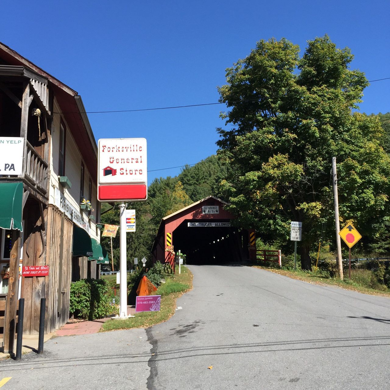 Forksville General Store and covered bridge