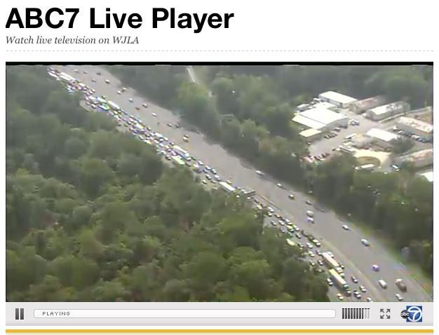 Traffic back-up on I-495 / Capital Beltway after motorcycle accident