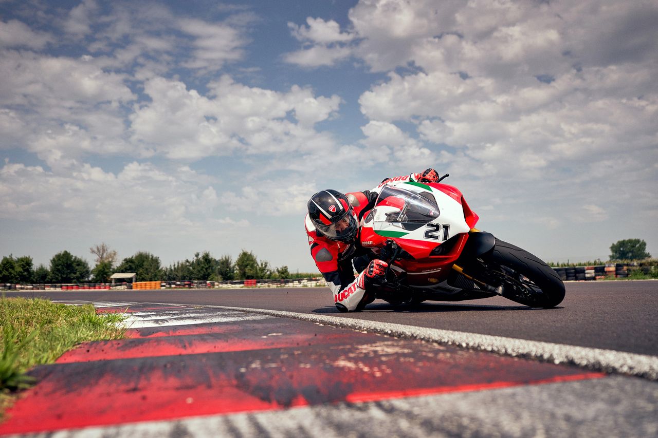 The new Panigale V2 Bayliss is at home on the track. Ducati photo